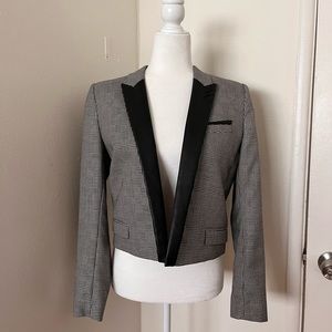 Orig $395 The Kooples - Psychedelic Wool Mohair Designer Blazer Black White
